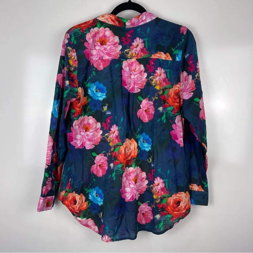 NEW Sundance Floral Joy Top Long Sleeve Button Front Women's Size Large - Picture 2 of 7